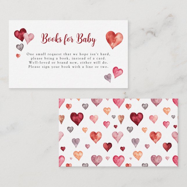 Little Sweetheart Valentines Hearts Books for Baby Enclosure Card (Front/Back)