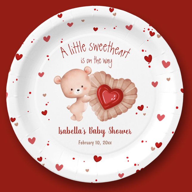 Little Sweetheart Valentines Red Baby Shower Paper Plates (Little Sweetheart Valentines Red Baby Shower Paper Plates)