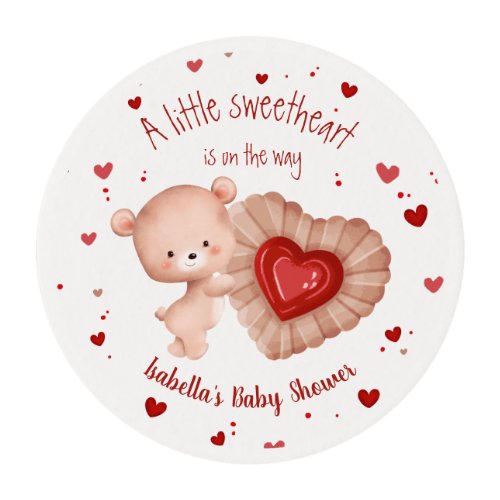 Little Sweetheart Valentines Red Heart Baby Shower Edible Frosting Rounds