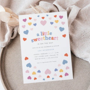 Little Sweetheart Valentines Retro Baby Shower Invitation