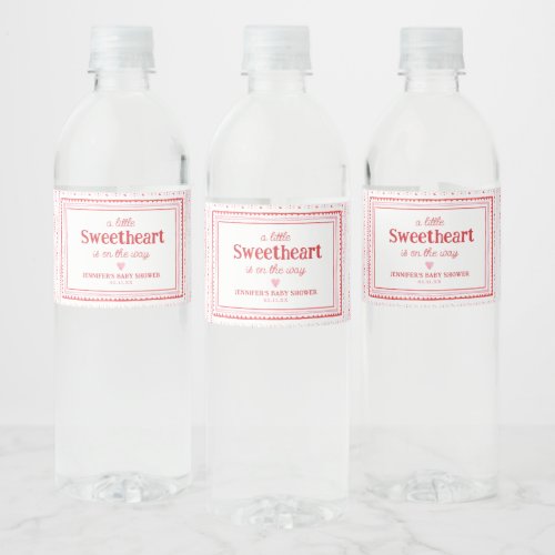 Little Sweetheart Valentines Shower Favors Water Bottle Label