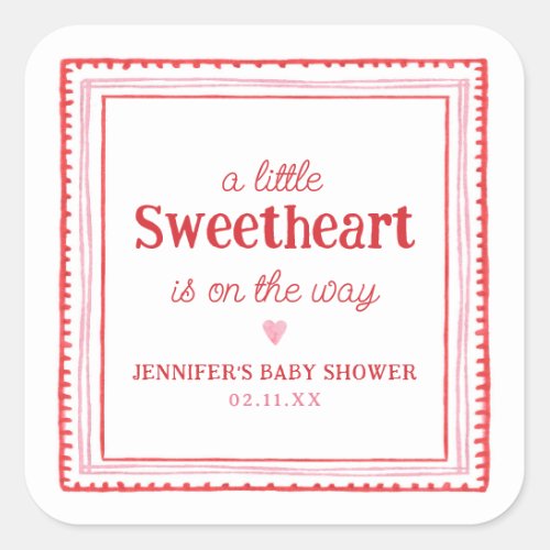 Little Sweetheart Valentines Shower Square Sticker