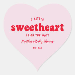 Little Sweetheart Valentines&#39;s Day Baby Shower Heart Sticker