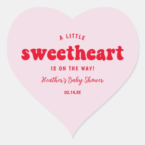 Little Sweetheart Valentiness Day Baby Shower Heart Sticker