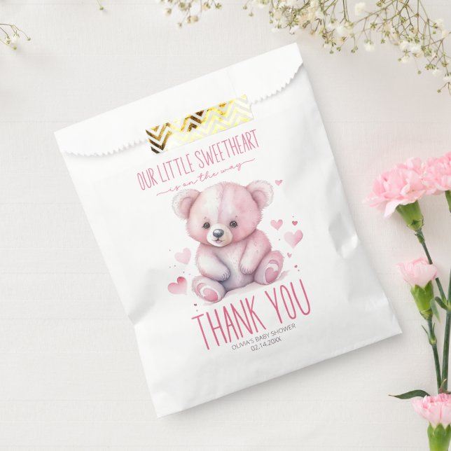 Little sweetheart watercolor bear Baby Shower Favor Bag (Sealed)