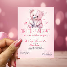 Little sweetheart watercolor bear Baby Shower