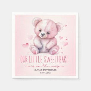 Little sweetheart watercolor bear Baby Shower Napkins