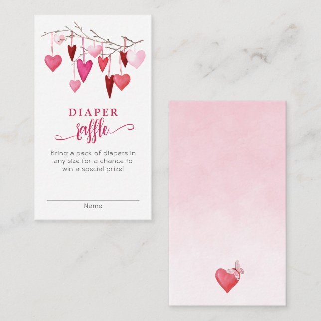 Little Sweethearts Pink Diaper Raffle Enclosure Card (Front/Back)