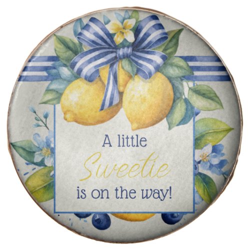 Little Sweetie Blue Bow Tile Lemon Baby Shower Chocolate Covered Oreo