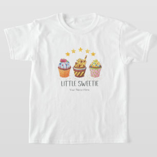 Little Sweetie Bright Colors Watercolor Cupcakes T-Shirt