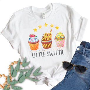 Little Sweetie Bright Colors Watercolor Cupcakes T-Shirt