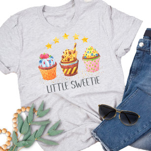 Little Sweetie Bright Colors Watercolor Cupcakes T T-Shirt