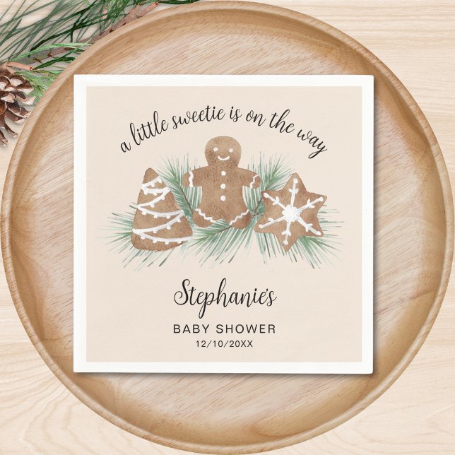Little Sweetie Christmas Gingerbread Baby Shower Napkins (Creator Uploaded)