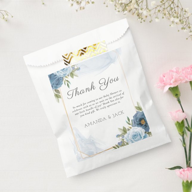 Little Sweetie Elegant Blue Botanical Baby Shower Favor Bag (Sealed)