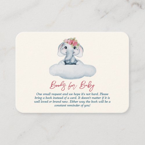 Little Sweetie Elephant Baby Shower Books for Baby Enclosure Card