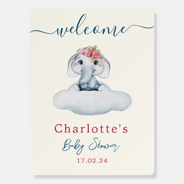 Little Sweetie Elephant Baby Shower Welcome Sign (Front)