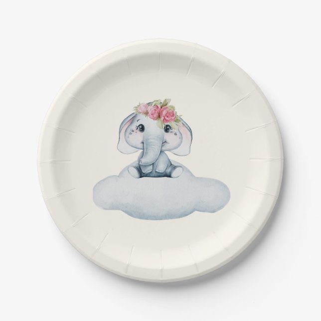 Little Sweetie Elephant Paper Plates (Front)