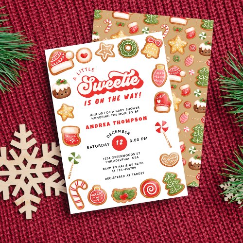 Little Sweetie Gingerbread Baby Shower Christmas  Invitation