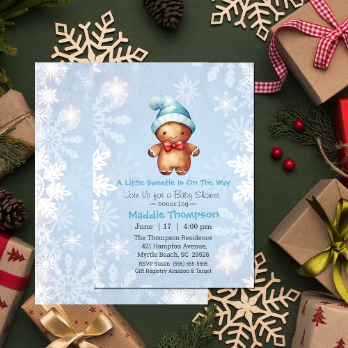 Little Sweetie Gingerbread Christmas Baby Shower  Invitation