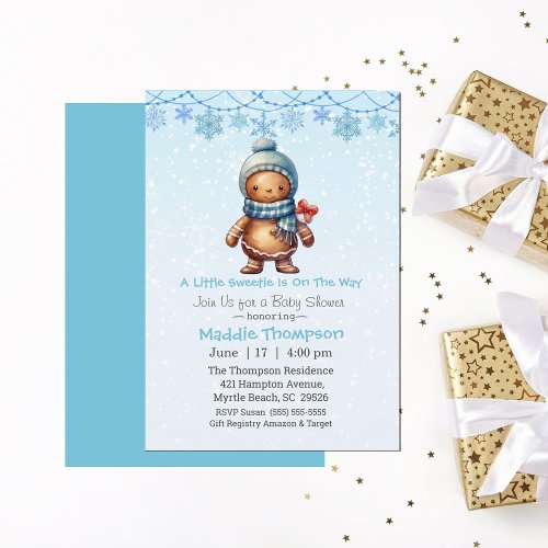 Little Sweetie Gingerbread Christmas Baby Shower Invitation