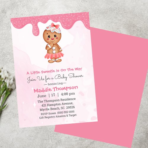 Little Sweetie Gingerbread Christmas Baby Shower   Invitation
