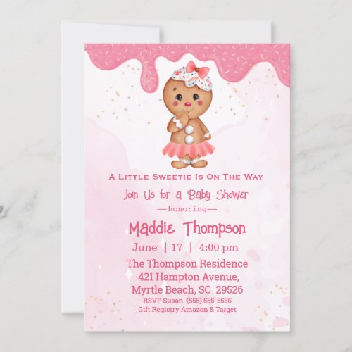 Little Sweetie Gingerbread Christmas Baby Shower   Invitation