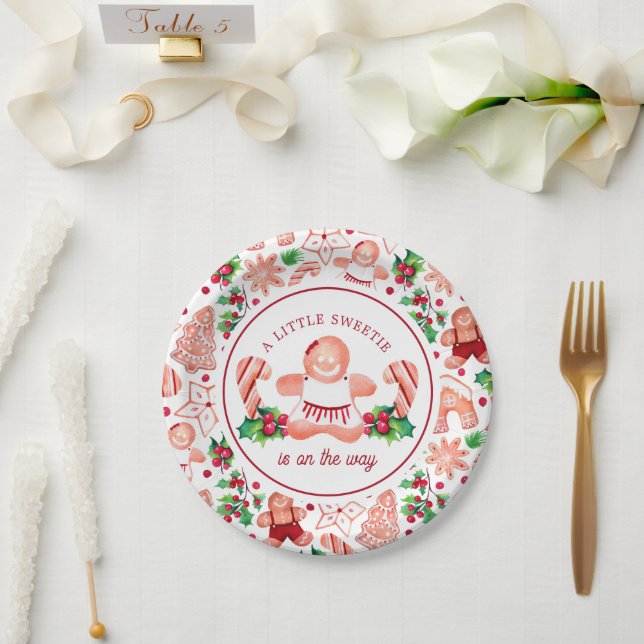 Little Sweetie Gingerbread Christmas Baby Shower  Paper Plates (Wedding)