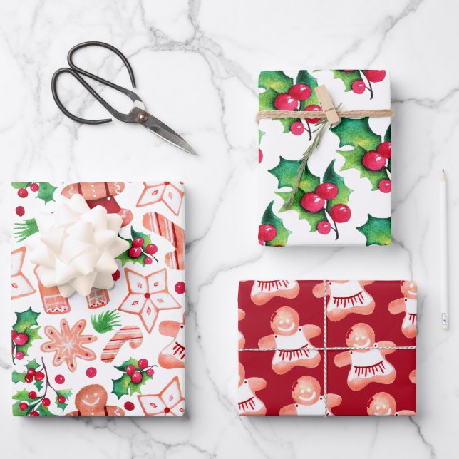 Little Sweetie Gingerbread Christmas Baby Shower Wrapping Paper Sheets (Front)