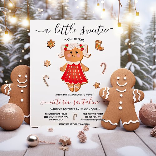 Little Sweetie Gingerbread Girl Baby Shower Invitation