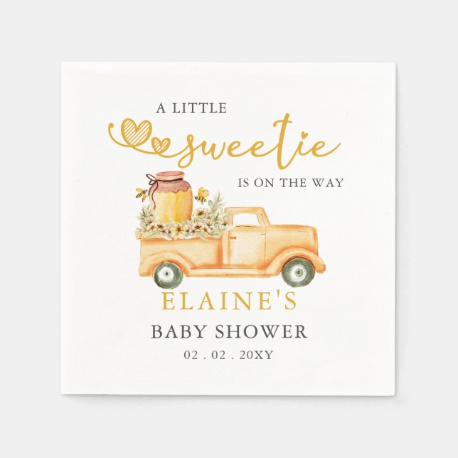 Little Sweetie Is On The Way Honeybee Baby Shower  Napkins (Front)