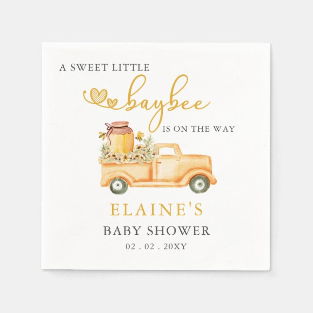 Little Sweetie Is On The Way Honeybee Baby Shower  Napkins (Front)