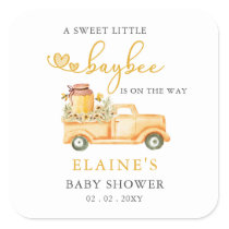 Little Sweetie Is On The Way Honeybee Baby Shower  Square Sticker