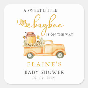 Little Sweetie Is On The Way Honeybee Baby Shower Square Sticker