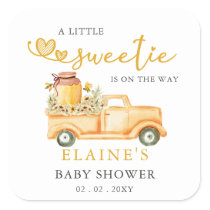 Little Sweetie Is On The Way Honeybee Baby Shower  Square Sticker