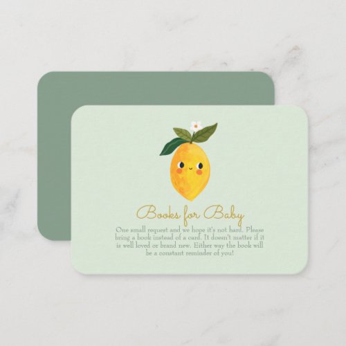 Little Sweetie Lemon Baby Shower Books for Baby Enclosure Card