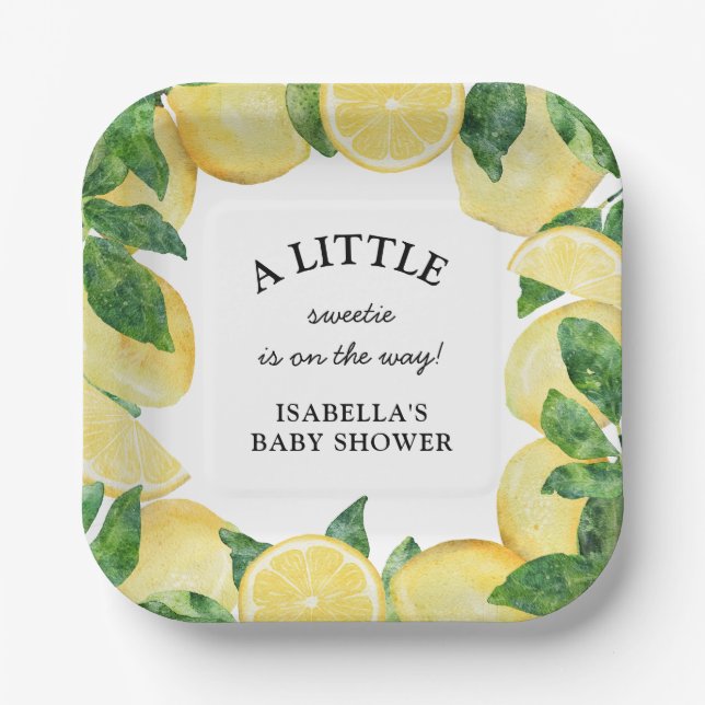 Little Sweetie Lemon Baby Shower  Paper Plates (Front)