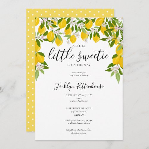 Little Sweetie Lemon Blossom Greenery Baby Shower Invitation