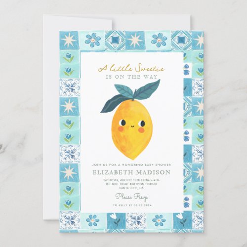 Little Sweetie Lemon Citrus  Baby Shower Invitation