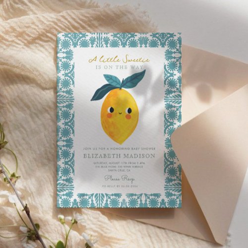 Little Sweetie Lemon Citrus  Baby Shower Invitation