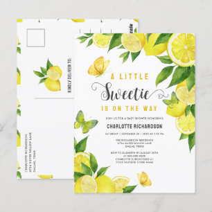Little Sweetie Lemon Citrus Baby Shower Invitation Postcard