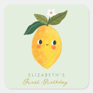 Little Sweetie Lemon First Birthday Square Sticker