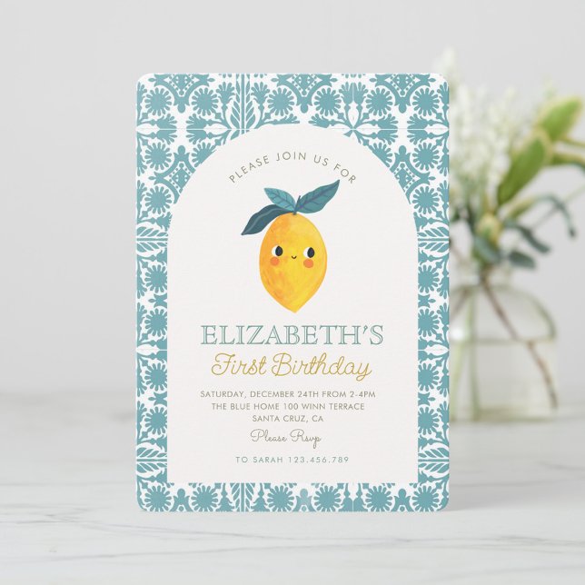Little Sweetie Lemon is turning One Birthday Invitation (Creator Uploaded)