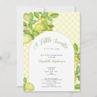 Little Sweetie Lemon Yellow Gingham Baby Shower