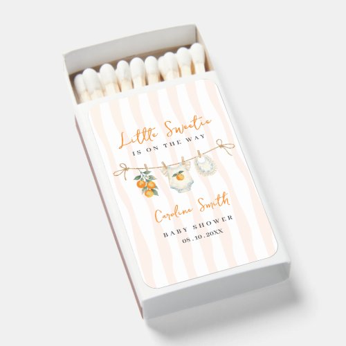 little sweetie orange cute baby shower  matchboxes