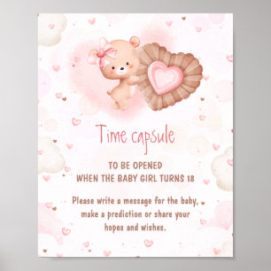 Little Sweetie Pink Baby Shower Game Time Capsule Poster