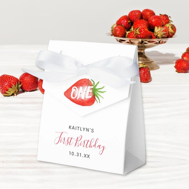 Little Sweetie Strawberry 1st Birthday Favor Boxes (Creator Uploaded)