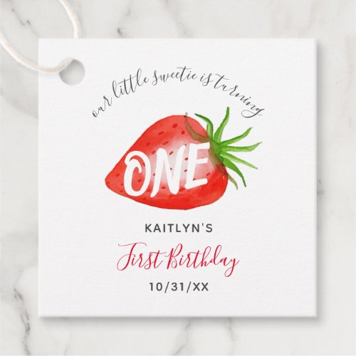 Little Sweetie Strawberry 1st Birthday Favor Tags