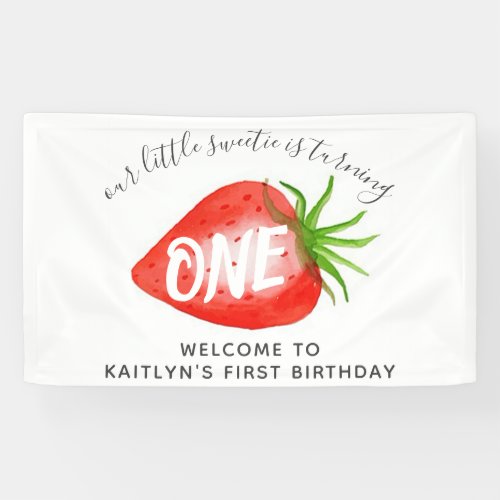 Little Sweetie Strawberry 1st Birthday Welcome Banner