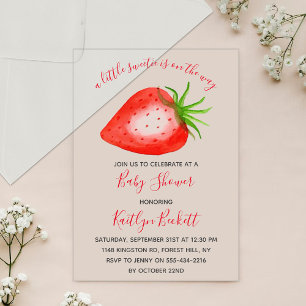 Little Sweetie Strawberry Baby Shower Acrylic Invitations