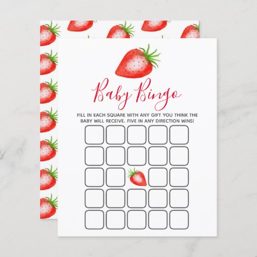 Little Sweetie Strawberry Baby Shower Bingo